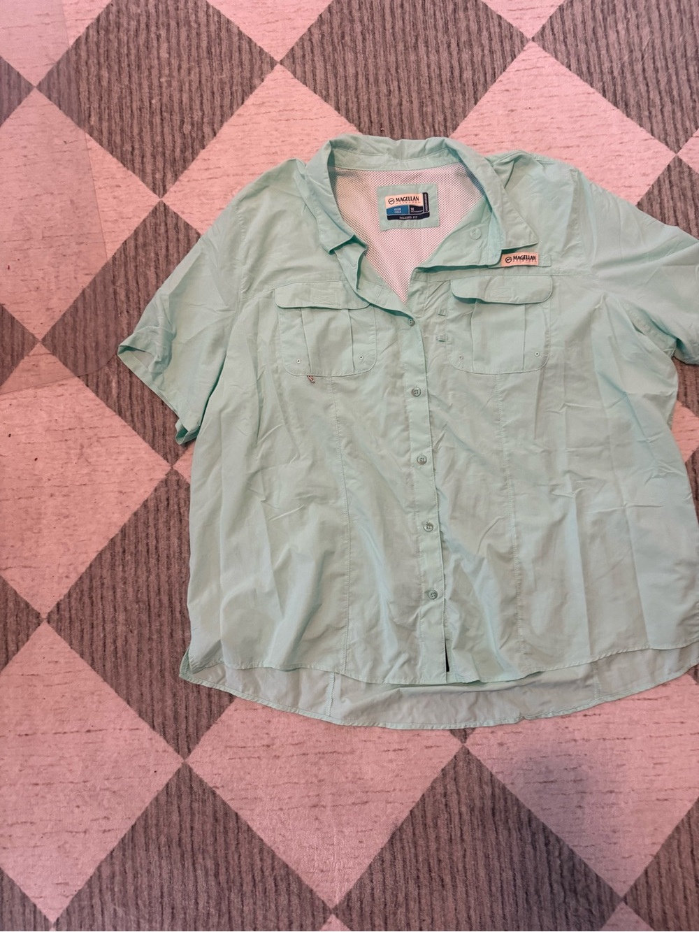 Magellan Outdoors Women’s 3X Mint Green Fish Gear Fishing Shirt Relaxed Fit
